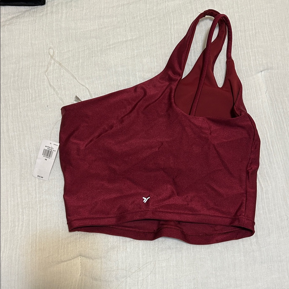 Maroon One-Shoulder Top - Picture 2 of 4